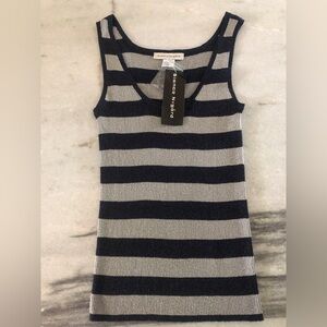 Elegant Silk Blend | Navy & Platinum | Striped Tank from the “Soleil” series